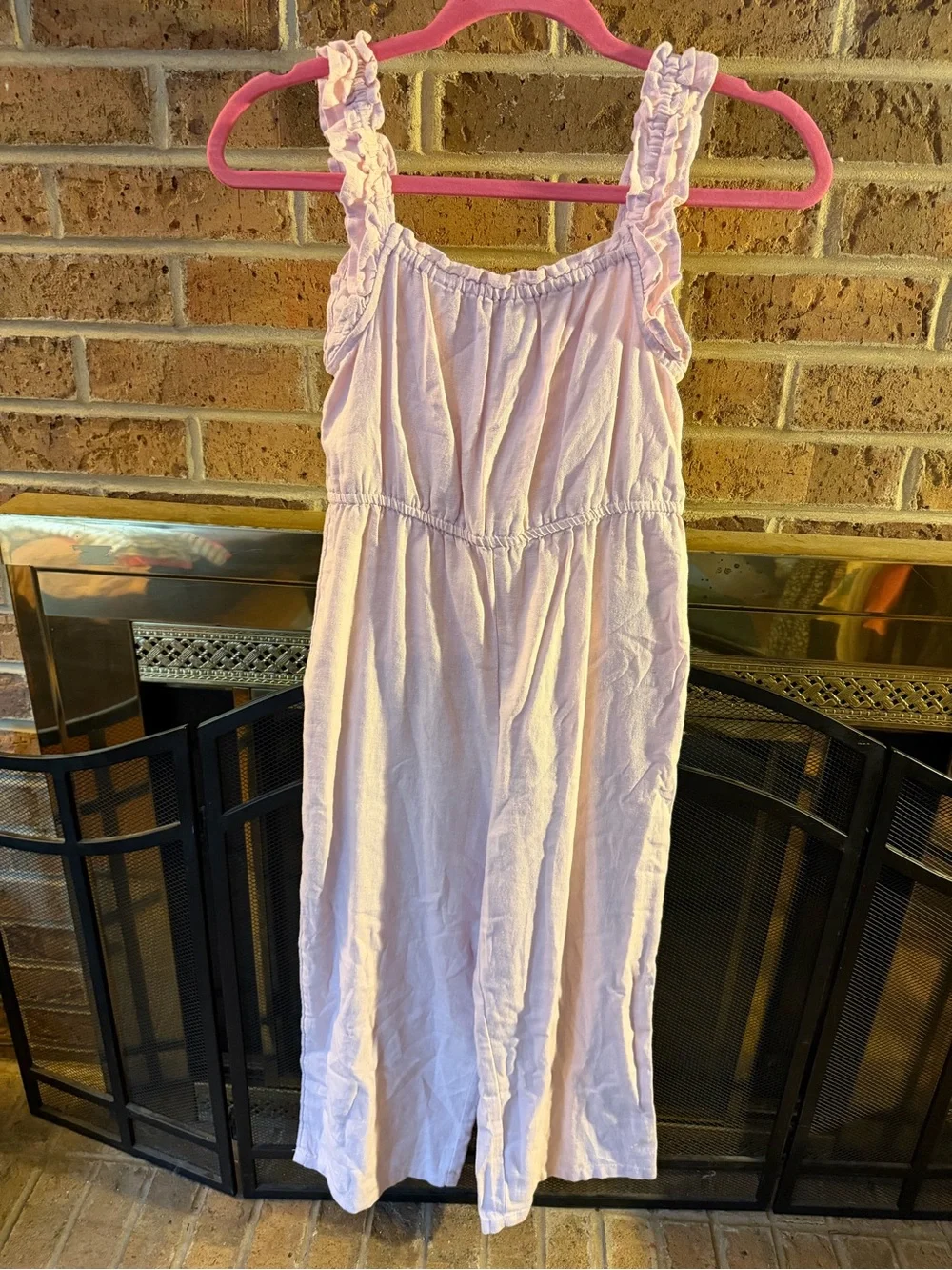 Old Navy Light Pink Ruffle-Shoulder Sleep Romper